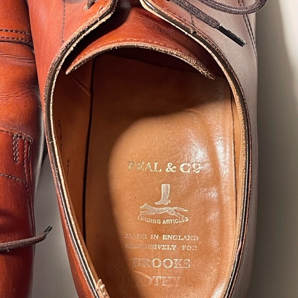 Peal & Co. Medallion Captoe Oxford Leather Shoes - T06585 Brown - US Size 9.5 - Picture 11 of 12